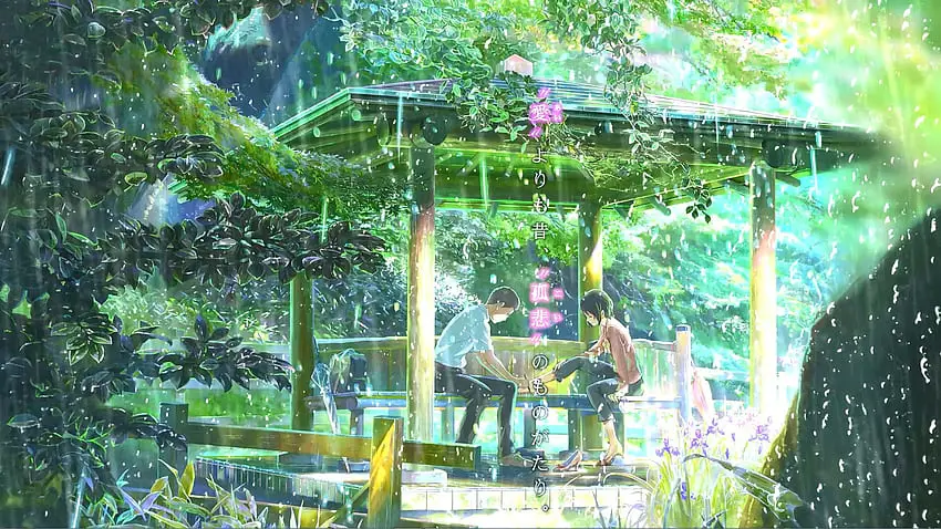 Adegan hujan di Kotonoha no Niwa