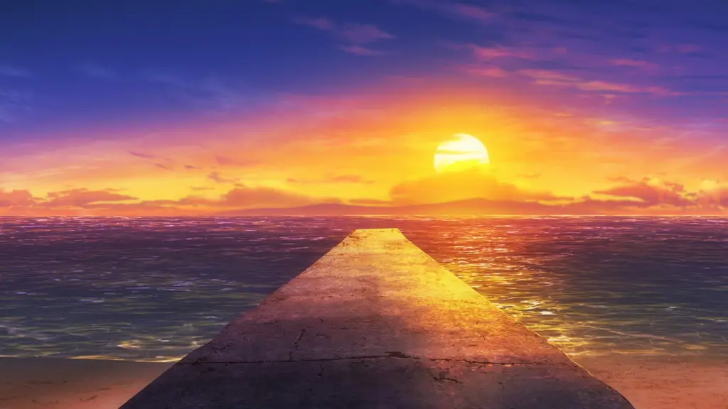 Adegan matahari terbenam romantis dalam film anime